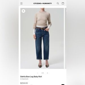 NWOT Citizens Of Humanity Dahlia Bow Leg Jeans